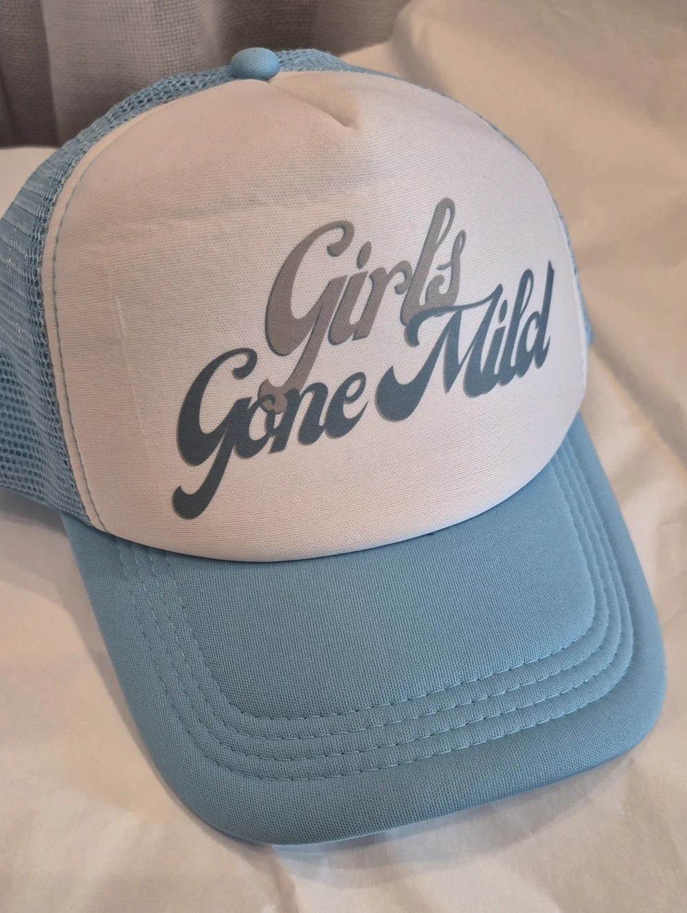 Girls Gone Mild Trucker Hat - White & Light Blue